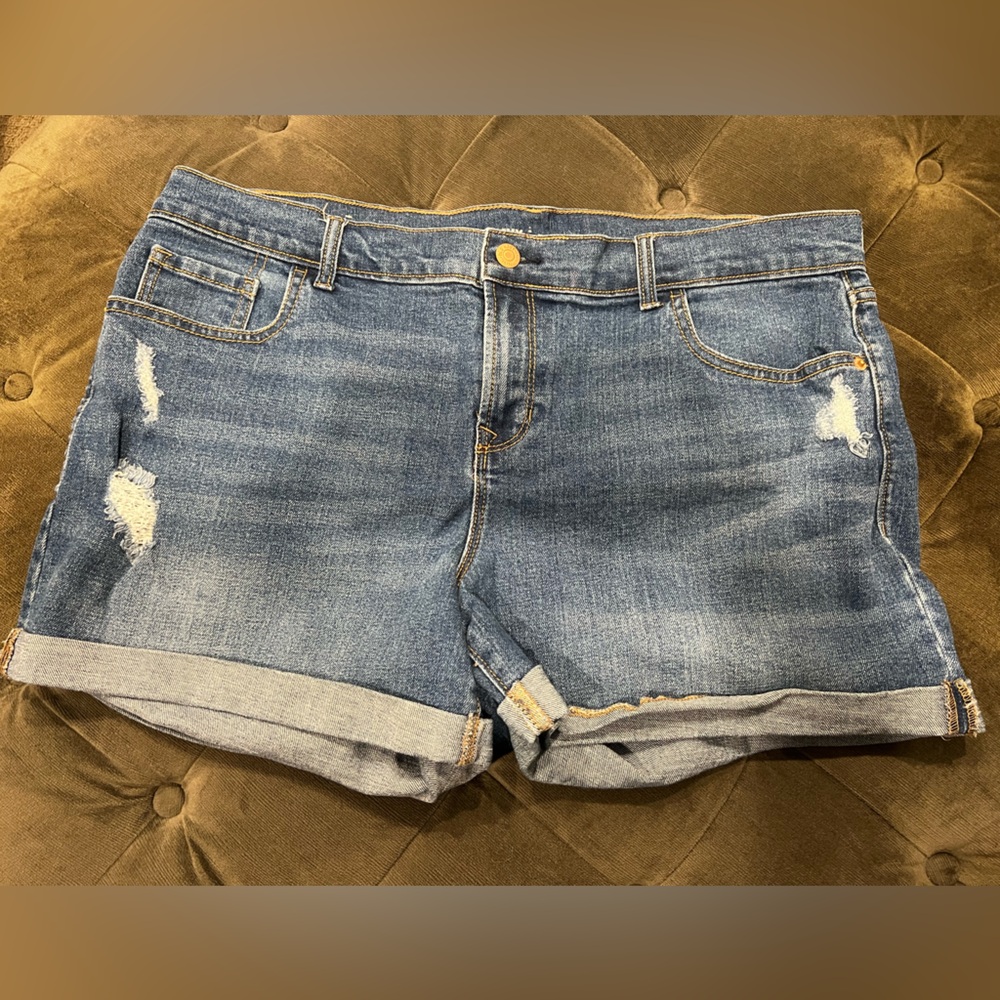 Old Navy Distressed Blue Roll-Cuff Denim Shorts